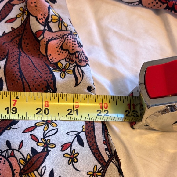 Oversized 70’s style Floral Blouse Tunic Burgundy - Picture 7 of 11